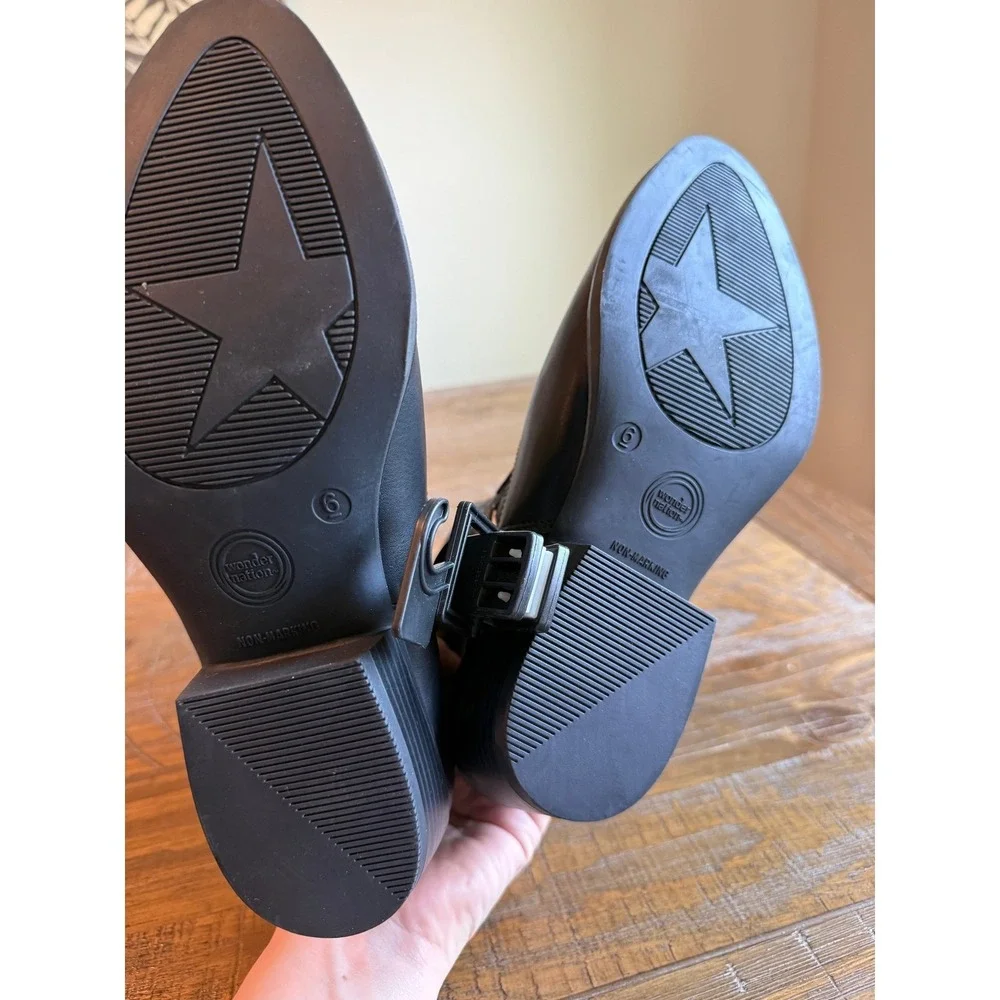 NEW Wonder Nation Kids Black Star West Western Cowboy Boots 6 Cowgirl Rodeo Kids